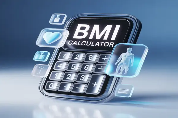 3D BMI calculator interface showing body mass index tool for weight management and fitness tracking on Toolzaa