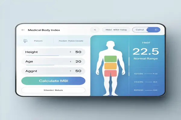 Mobile friendly BMI calculator app interface showing normal weight range and body mass index result using Toolzaa online calculator