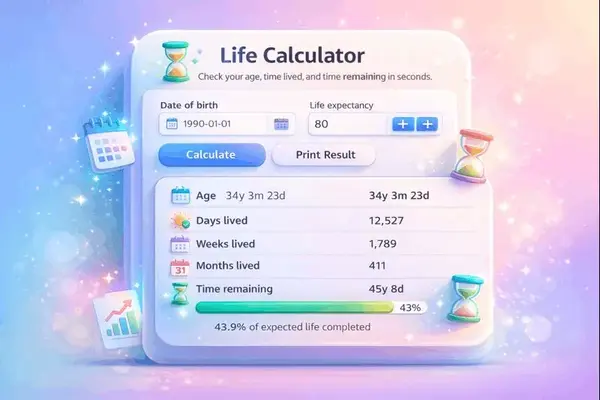 Family exploring a life calculator interface to estimate how long they may live and improve life expectancy with healthy behaviors